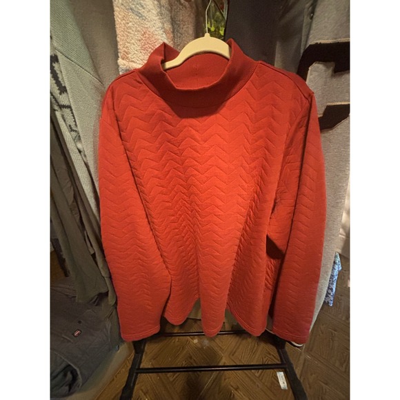 St. John's Bay 2X Red Mock Neck Quilted Pullover Long Sleeve Casual Top - Picture 1 of 5